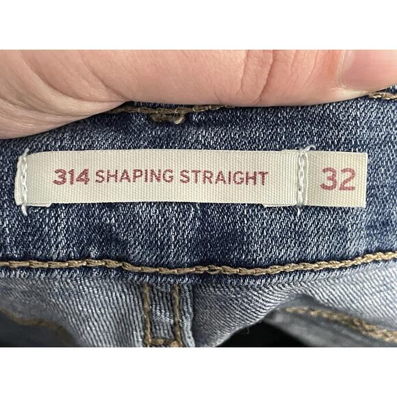 Levis 314 Shaping Straight Jeans Womens 14 Blue Stretch Denim Mid Rise - Picture 9 of 11